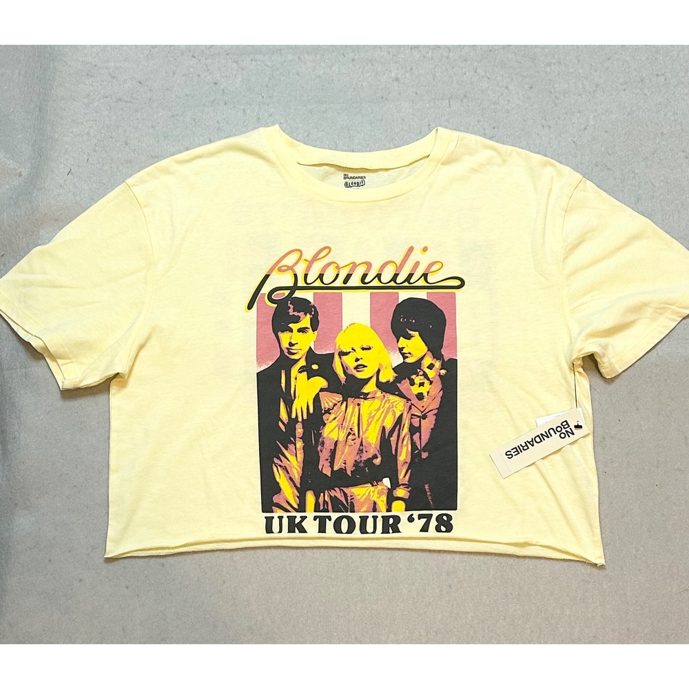 No Boundaries Blondie UK Tour 78 Parallel Lines Graphic Crop Top Yellow Medium